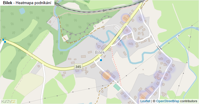 Bílek - mapa podnikání