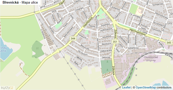 Břevnická - mapa ulice