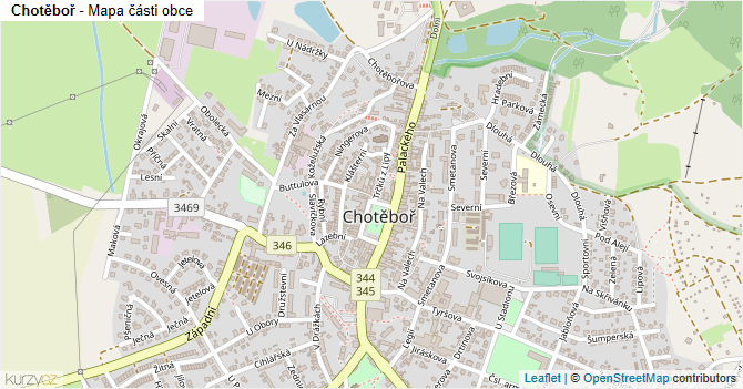 Chotěboř - mapa části obce