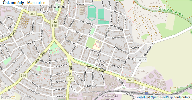 Čsl. armády - mapa ulice