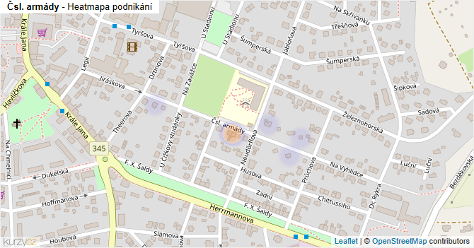 Čsl. armády - mapa podnikání