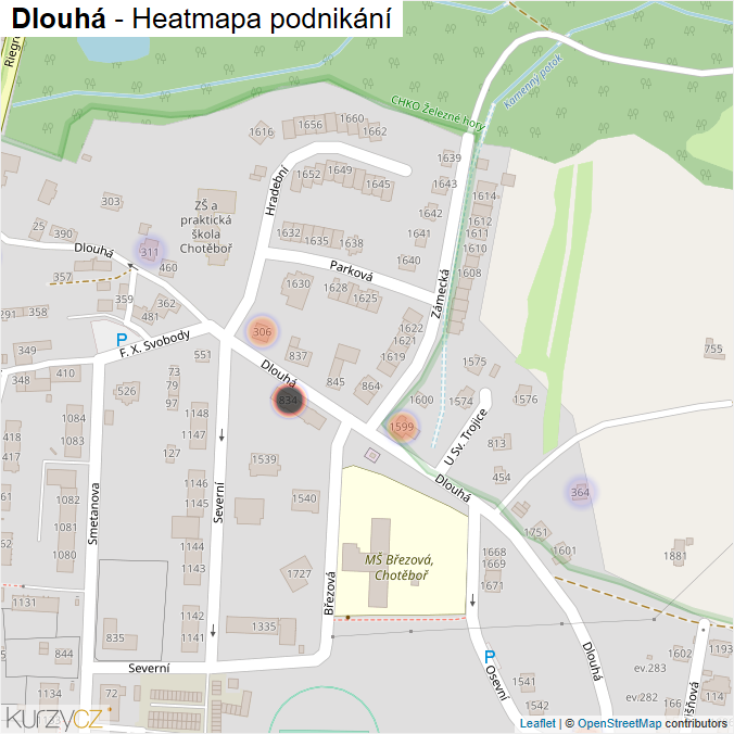 Mapa Dlouhá - Firmy v ulici.