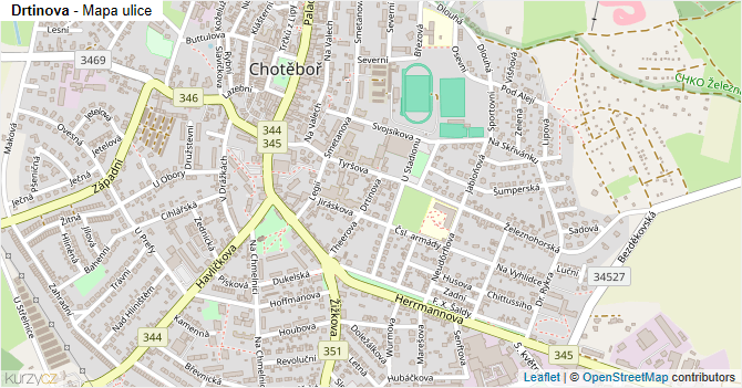 Drtinova - mapa ulice