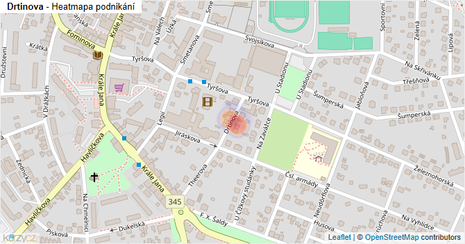 Drtinova - mapa podnikání