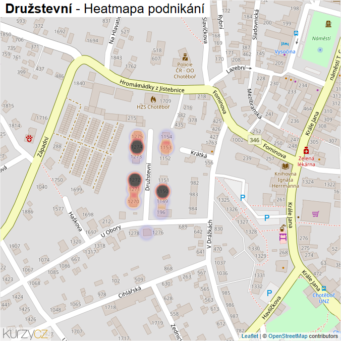 Mapa Družstevní - Firmy v ulici.