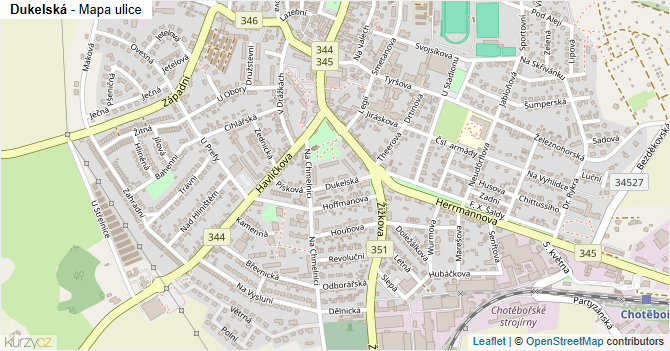 Dukelská - mapa ulice