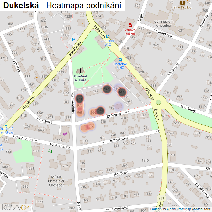 Mapa Dukelská - Firmy v ulici.