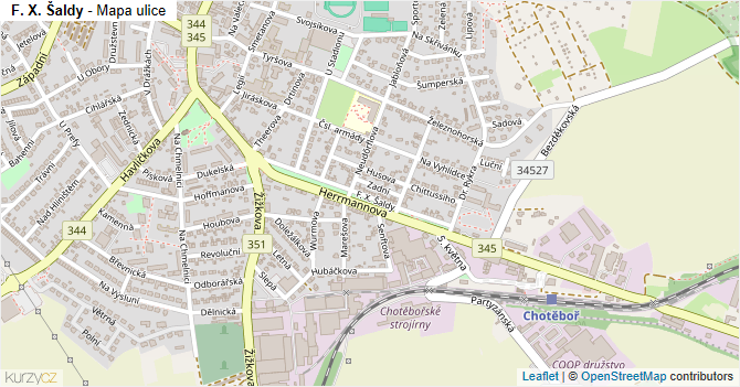 F. X. Šaldy - mapa ulice