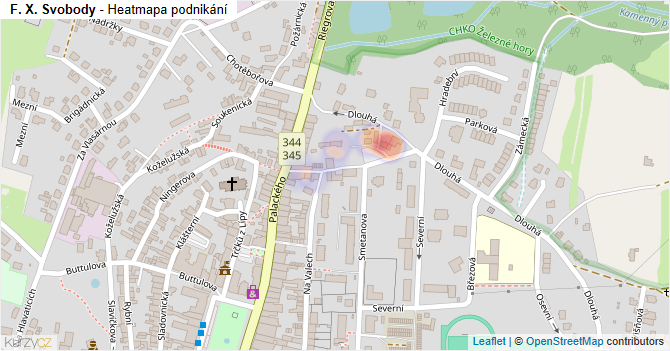 F. X. Svobody - mapa podnikání