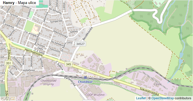 Hamry - mapa ulice