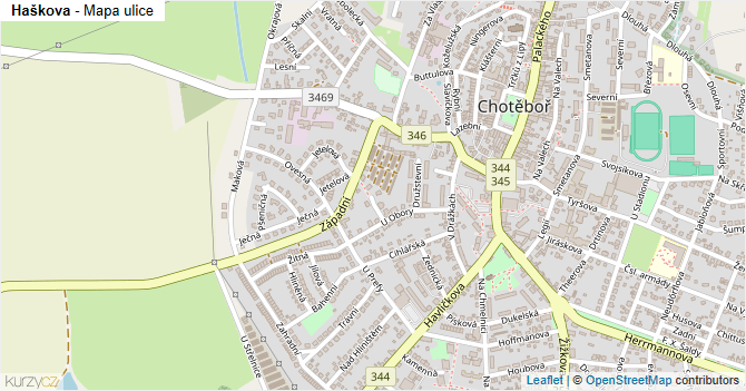 Haškova - mapa ulice