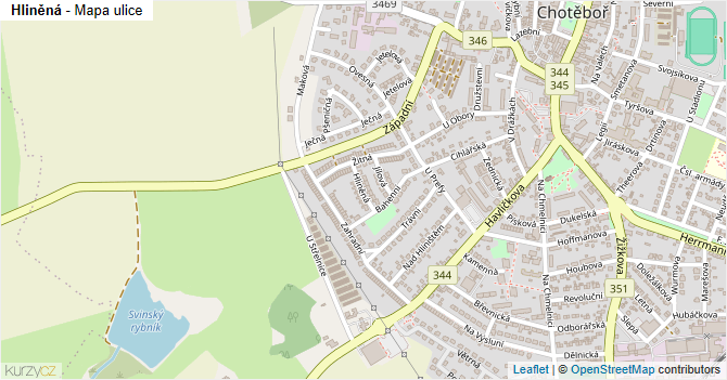 Hliněná - mapa ulice