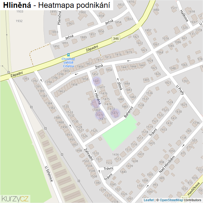 Mapa Hliněná - Firmy v ulici.