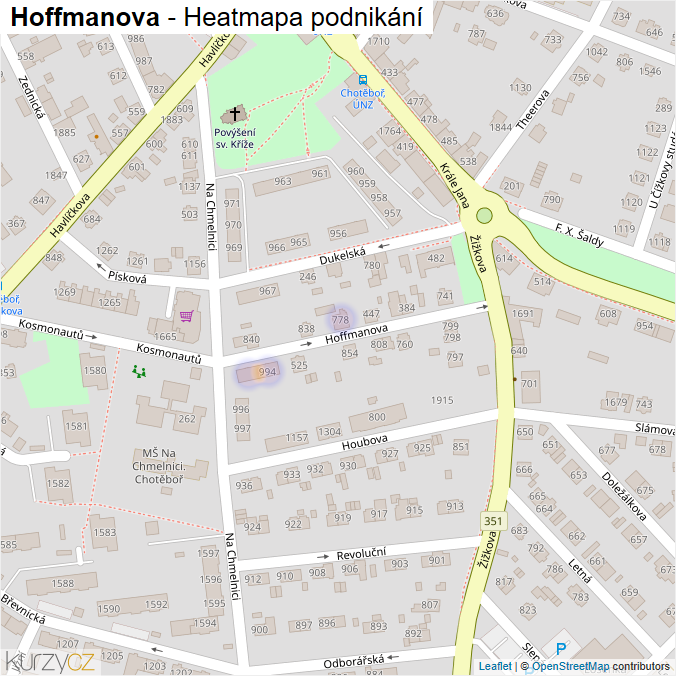 Mapa Hoffmanova - Firmy v ulici.
