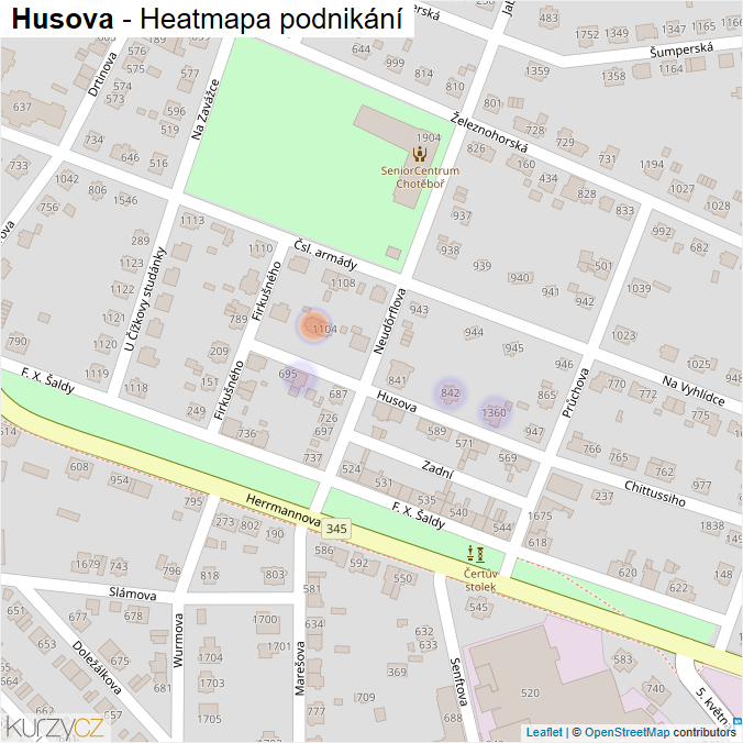 Mapa Husova - Firmy v ulici.