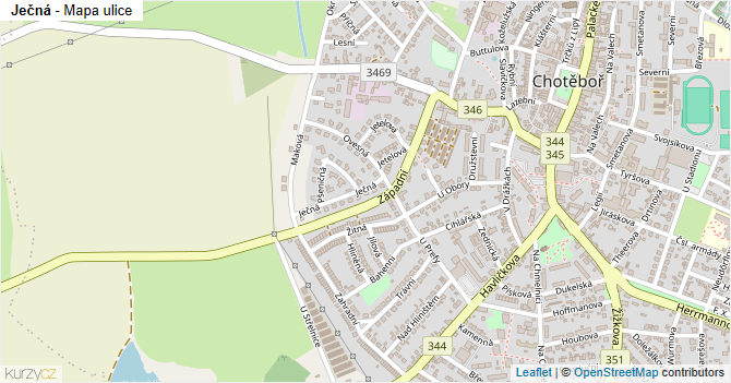 Ječná - mapa ulice