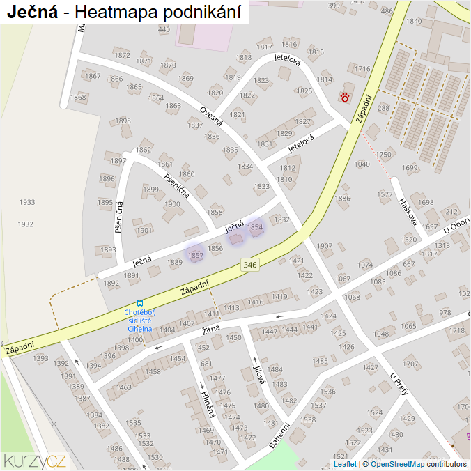 Mapa Ječná - Firmy v ulici.