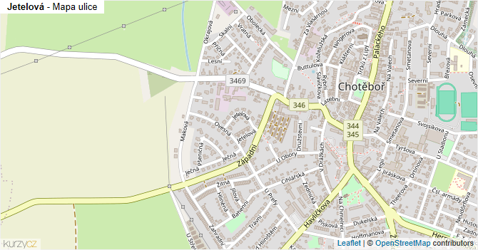 Jetelová - mapa ulice