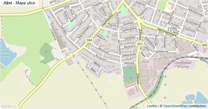Jižní - mapa ulice