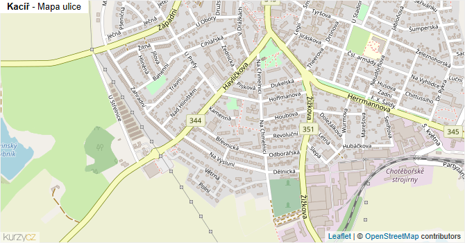 Kacíř - mapa ulice