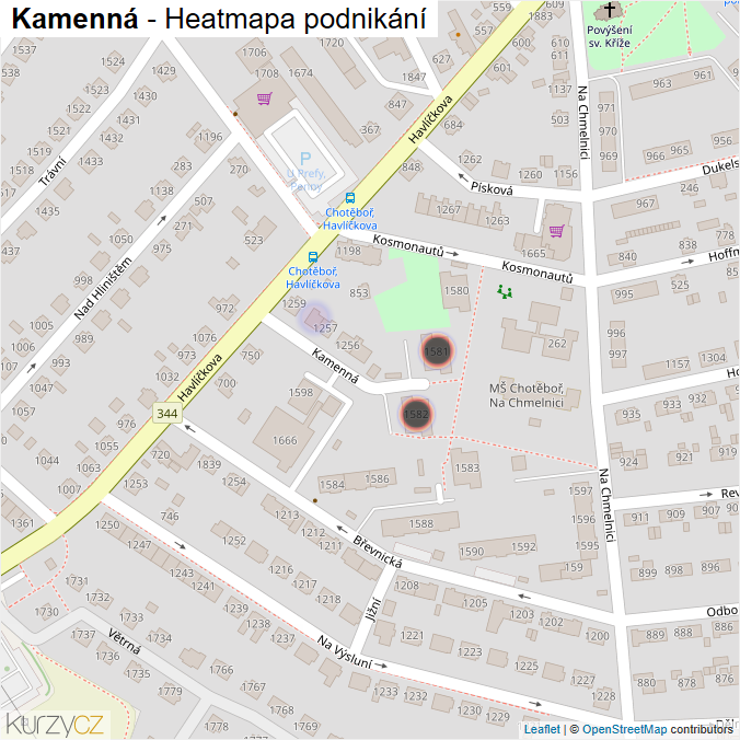 Mapa Kamenná - Firmy v ulici.