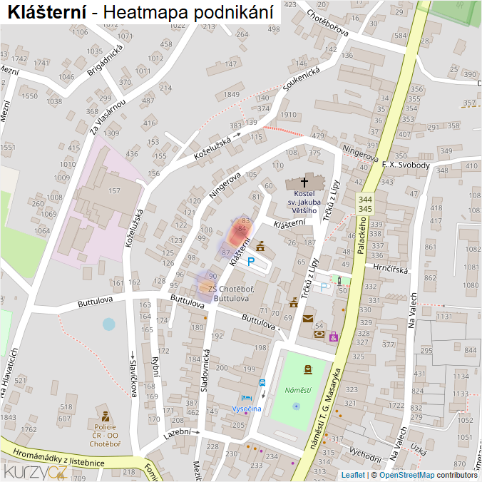 Mapa Klášterní - Firmy v ulici.