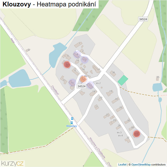 Mapa Klouzovy - Firmy v části obce.