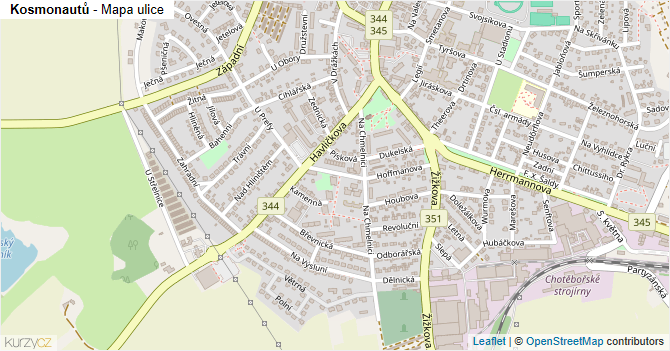 Kosmonautů - mapa ulice
