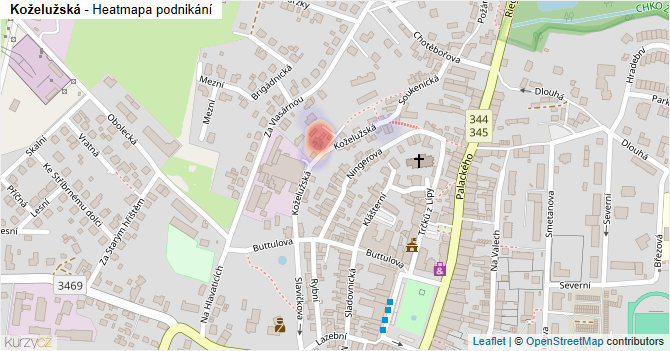 Koželužská - mapa podnikání