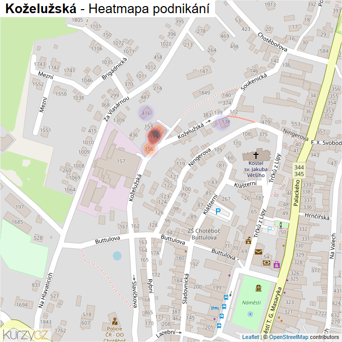Mapa Koželužská - Firmy v ulici.