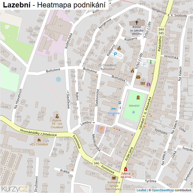 Mapa Lazební - Firmy v ulici.