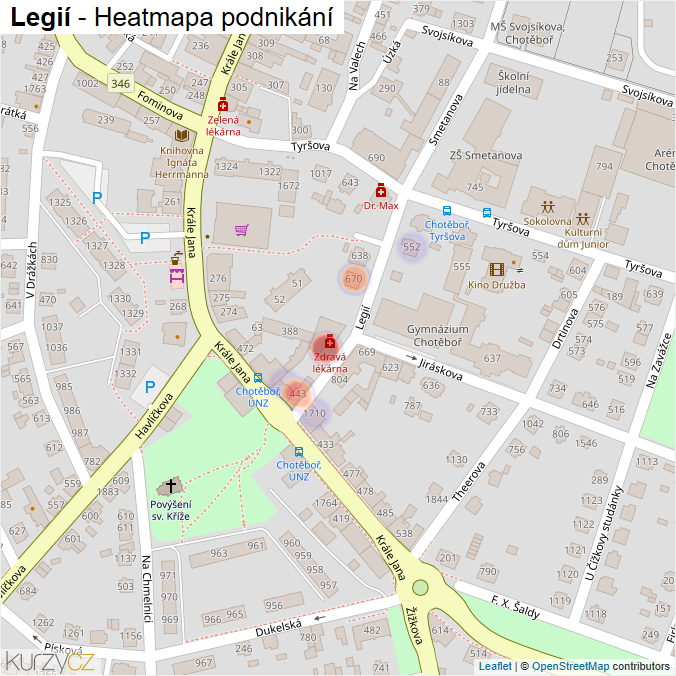 Mapa Legií - Firmy v ulici.