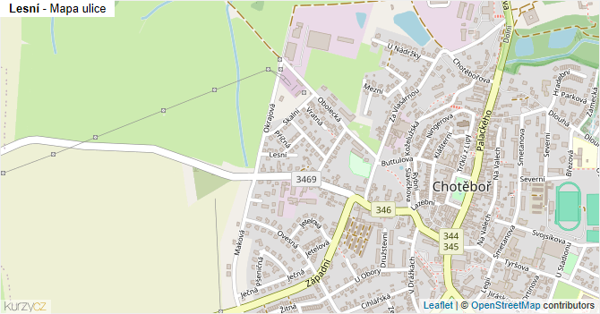 Lesní - mapa ulice