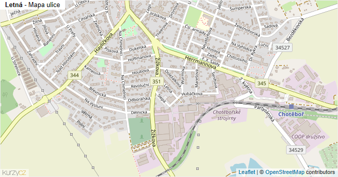 Letná - mapa ulice