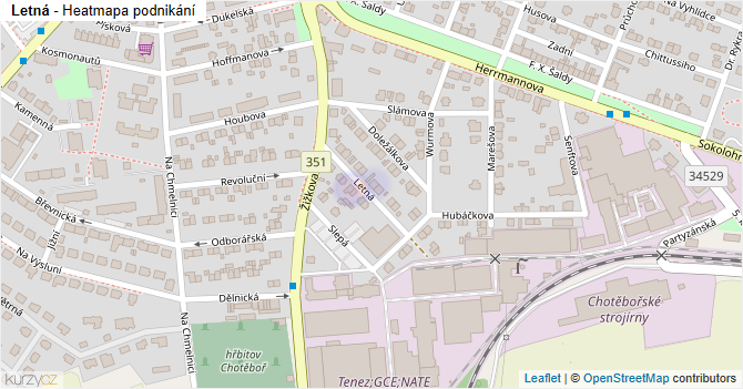 Letná - mapa podnikání