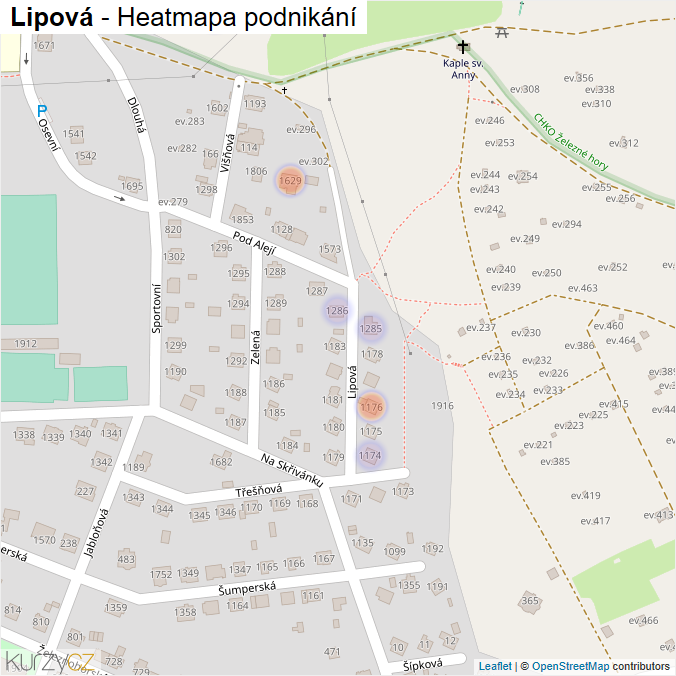 Mapa Lipová - Firmy v ulici.