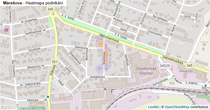 Marešova - mapa podnikání