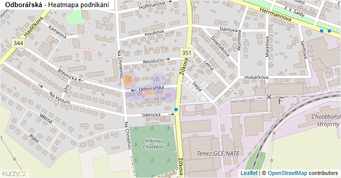Odborářská - mapa podnikání