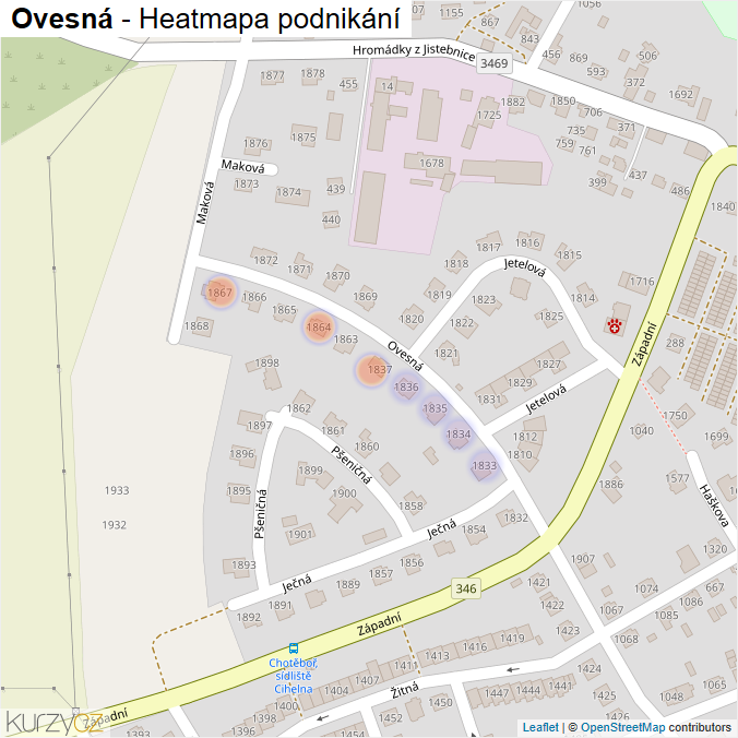 Mapa Ovesná - Firmy v ulici.
