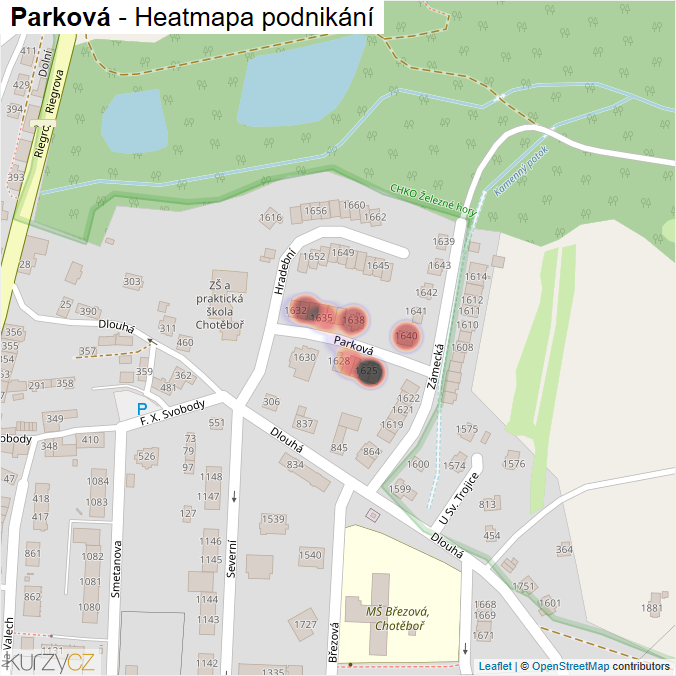 Mapa Parková - Firmy v ulici.