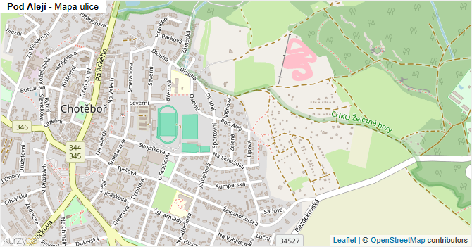 Pod Alejí - mapa ulice