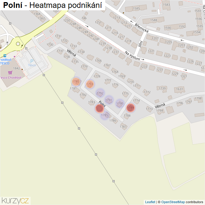 Mapa Polní - Firmy v ulici.