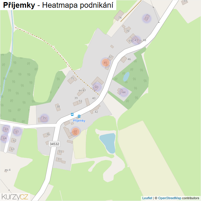 Mapa Příjemky - Firmy v části obce.