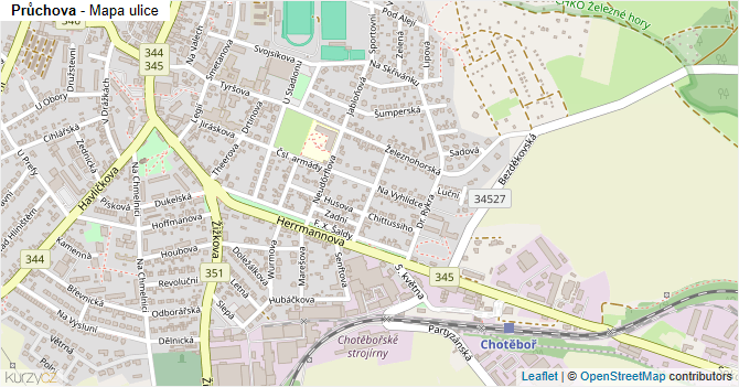 Průchova - mapa ulice