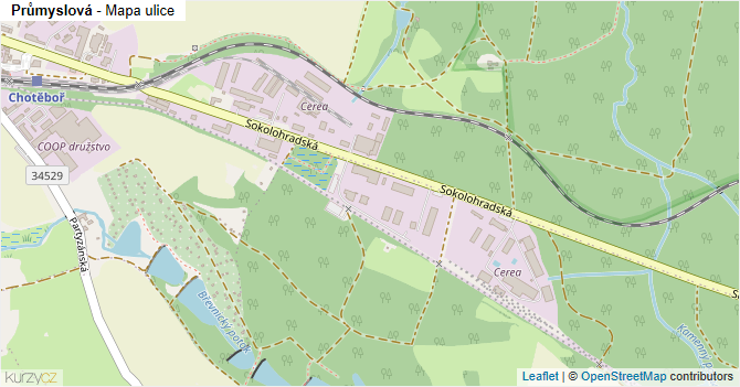 Průmyslová - mapa ulice