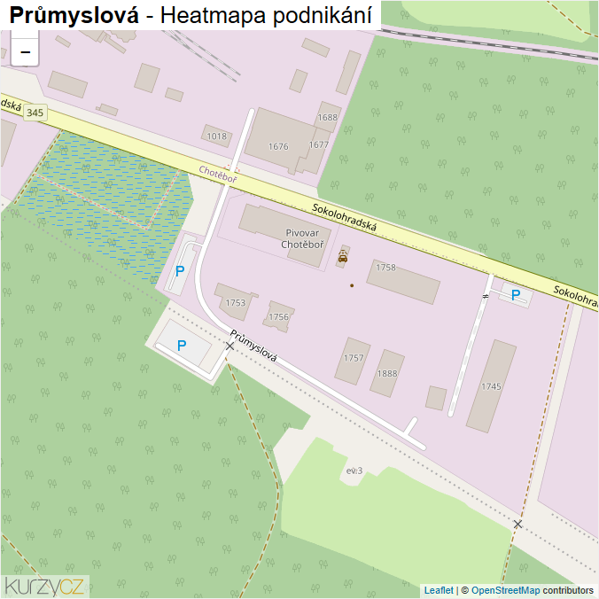 Mapa Průmyslová - Firmy v ulici.