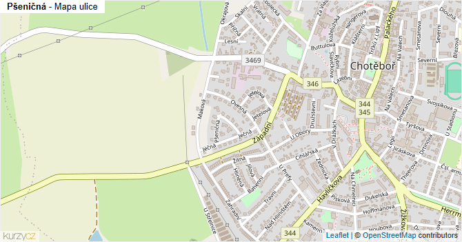 Pšeničná - mapa ulice