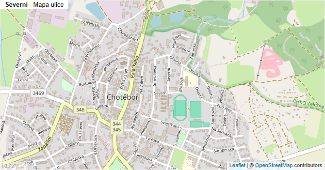 Severní - mapa ulice