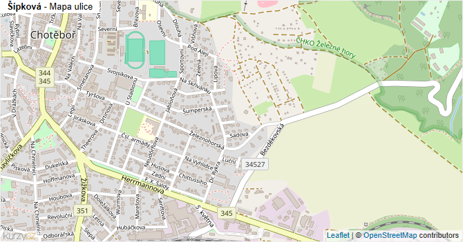 Šípková - mapa ulice