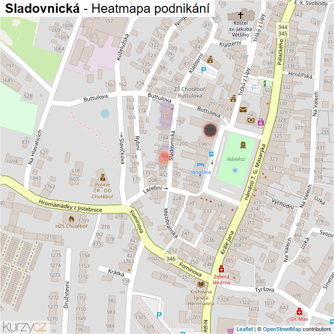 Mapa Sladovnická - Firmy v ulici.
